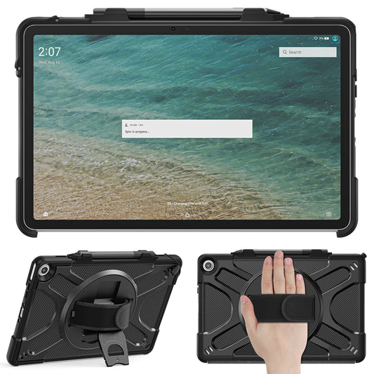 For Amazon Fire Max 11 Kickstand Tablet Case PC + TPU Shockproof Protective Cover with Hand Strap