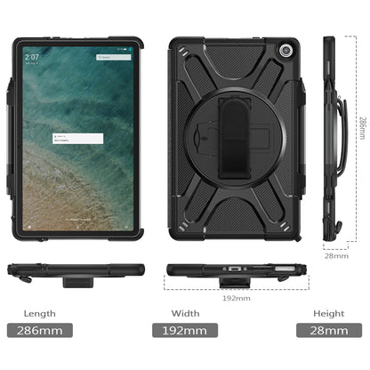 For Amazon Fire Max 11 Kickstand Tablet Case PC + TPU Shockproof Protective Cover with Hand Strap