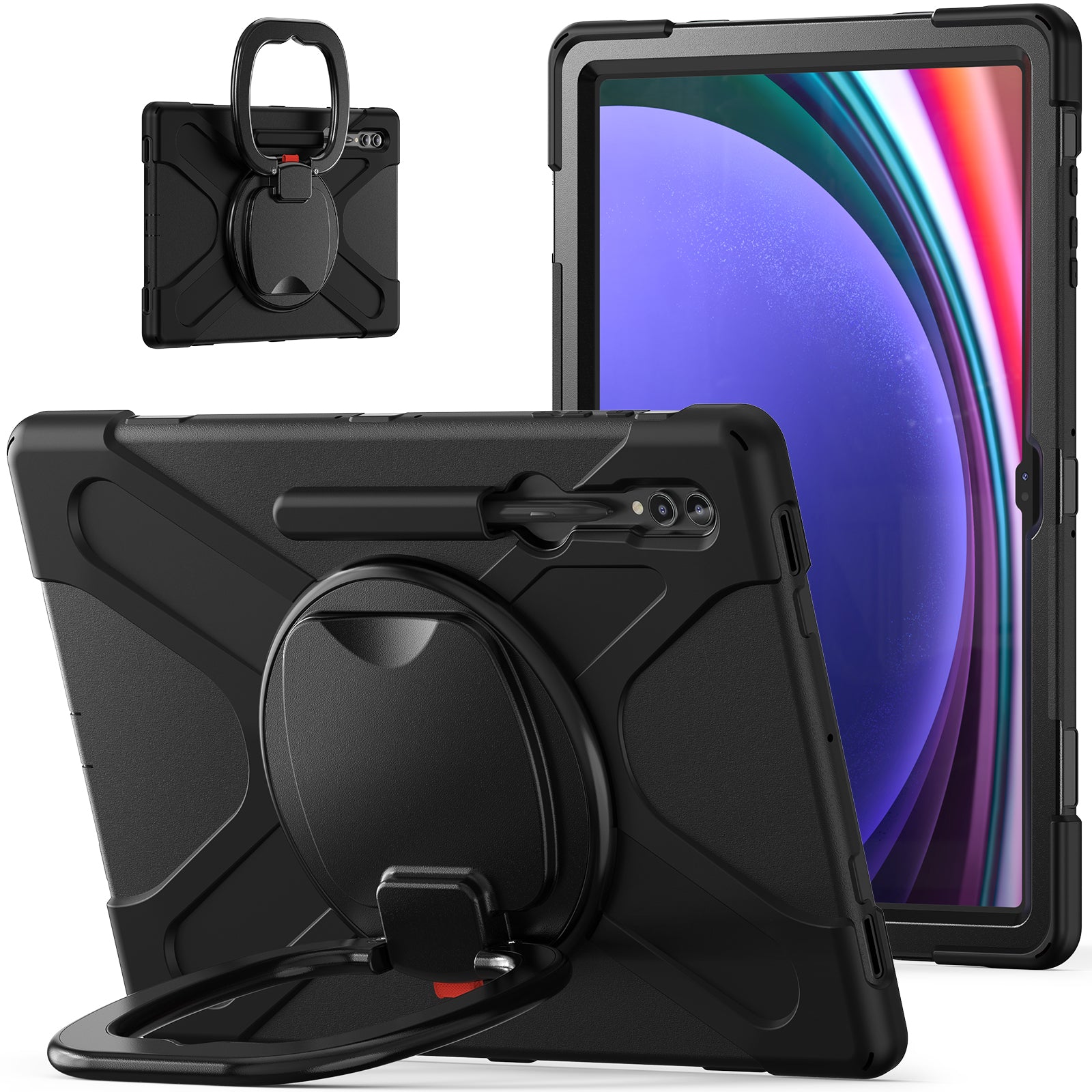 For Samsung Galaxy Tab S9 Ultra X910  /  S8 Ultra X900  /  X906 PC+ Silicone Tablet Case Drop-proof Rotating Kickstand Cover