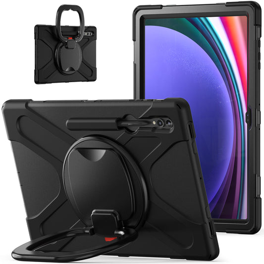 For Samsung Galaxy Tab S9 Ultra X910  /  S8 Ultra X900  /  X906 PC+ Silicone Tablet Case Drop-proof Rotating Kickstand Cover