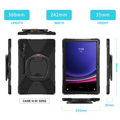 For Samsung Galaxy Tab S9 Ultra X910  /  S8 Ultra X900  /  X906 PC+ Silicone Tablet Case Drop-proof Rotating Kickstand Cover