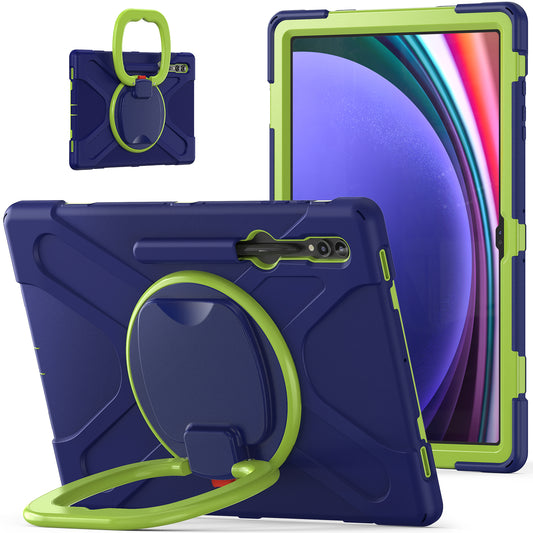 For Samsung Galaxy Tab S9 Ultra X910  /  S8 Ultra X900  /  X906 PC+ Silicone Tablet Case Drop-proof Rotating Kickstand Cover