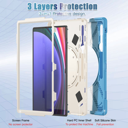 For Samsung Galaxy Tab S9 Ultra X910  /  S8 Ultra X900  /  X906 PC+ Silicone Tablet Case Drop-proof Rotating Kickstand Cover