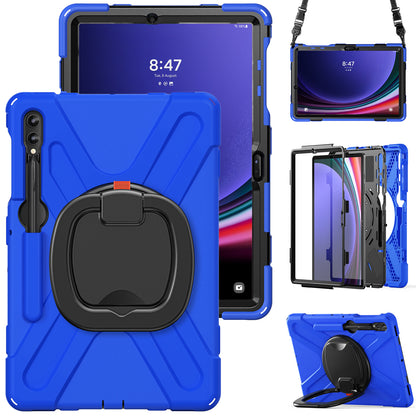 For Samsung Samsung Galaxy Tab S9 FE+ / S9+ / S8+ / S7+ Kickstand Tablet Case Shockproof PC+Silicone Cover, Shoulder Strap