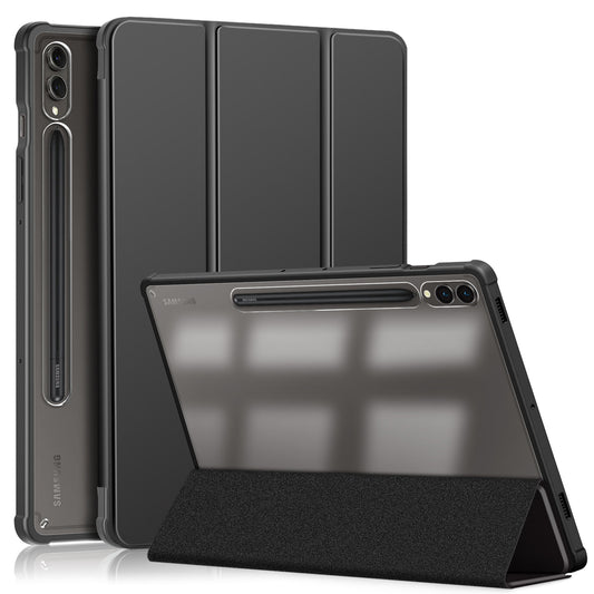For Samsung Galaxy Tab S9+ (SM-X810 / SM-X816B / SM-X818U) Pen Slot Tablet Case Tri-fold Stand TPU+Acrylic+PU Leather Cover