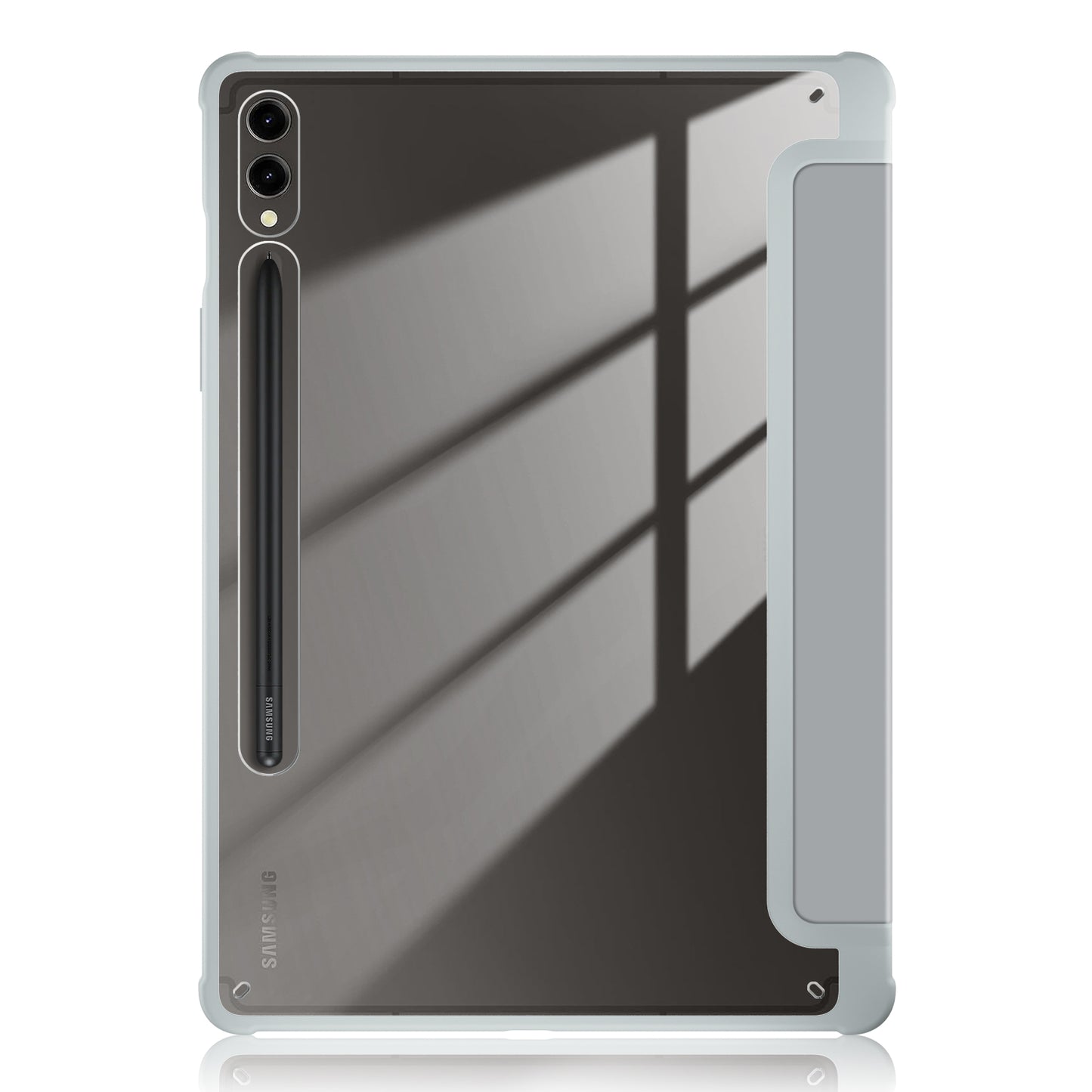 For Samsung Galaxy Tab S9+ (SM-X810 / SM-X816B / SM-X818U) Pen Slot Tablet Case Tri-fold Stand TPU+Acrylic+PU Leather Cover