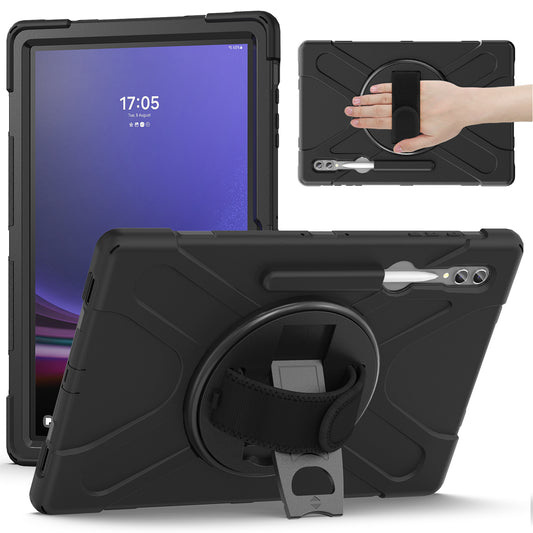 For Samsung Galaxy Tab S9 Ultra X910  /  S8 Ultra X900  /  X906 PC+Silicone Kickstand Tablet Case with Hand Band