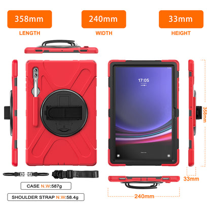 For Samsung Galaxy Tab S9 Ultra X910  /  S8 Ultra X900  /  X906 PC+Silicone Kickstand Tablet Case with Hand Band