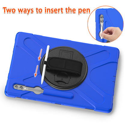 For Samsung Galaxy Tab S9 Ultra X910  /  S8 Ultra X900  /  X906 PC+Silicone Kickstand Tablet Case with Hand Band