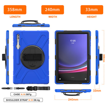 For Samsung Galaxy Tab S9 Ultra X910  /  S8 Ultra X900  /  X906 PC+Silicone Kickstand Tablet Case with Hand Band