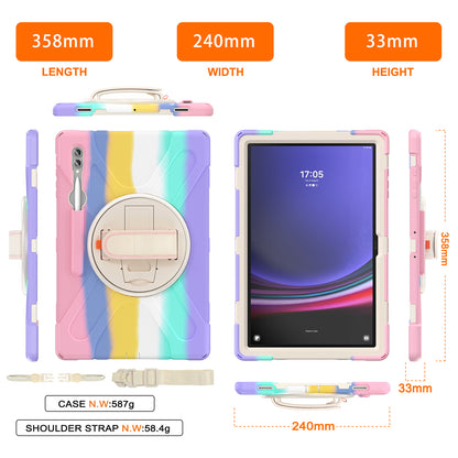 For Samsung Galaxy Tab S9 Ultra X910  /  S8 Ultra X900  /  X906 PC+Silicone Kickstand Tablet Case with Hand Band