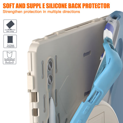 For Samsung Galaxy Tab S9 Ultra X910  /  S8 Ultra X900  /  X906 PC+Silicone Kickstand Tablet Case with Hand Band