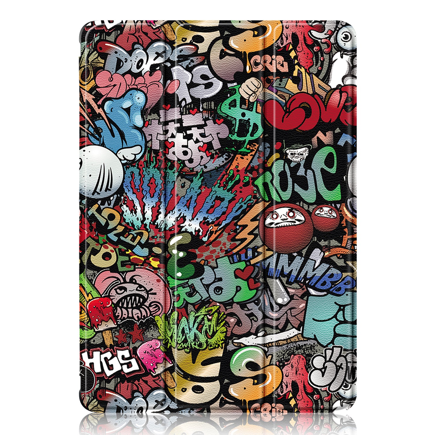 For Samsung Galaxy Tab S9 (SM-X710 / SM-X716B / SM-X718U) Tri-fold Stand Tablet Case Pattern Printing PU+TPU+Acrylic Protective Cover with Pen Slot