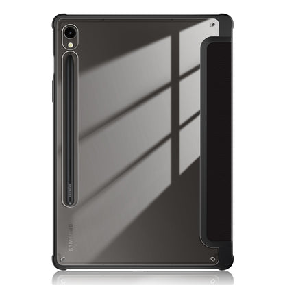 For Samsung Galaxy Tab S9 (SM-X710 / SM-X716B / SM-X718U) Tri-fold Stand Tablet Case Pattern Printing PU+TPU+Acrylic Protective Cover with Pen Slot