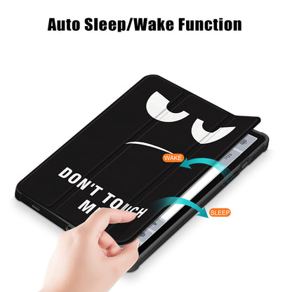 For Samsung Galaxy Tab S9 (SM-X710 / SM-X716B / SM-X718U) Tri-fold Stand Tablet Case Pattern Printing PU+TPU+Acrylic Protective Cover with Pen Slot