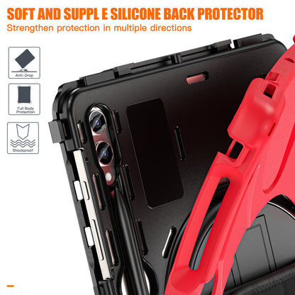 For Samsung Galaxy Tab S9 FE+ / S9+ / S8+ / S7 Wrist Strap Tablet Case Anti-scratch PC+Silicone Kickstand Cover
