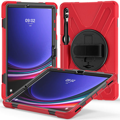For Samsung Galaxy Tab S9 FE+ / S9+ / S8+ / S7 Wrist Strap Tablet Case Anti-scratch PC+Silicone Kickstand Cover
