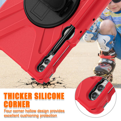 For Samsung Galaxy Tab S9 FE+ / S9+ / S8+ / S7 Wrist Strap Tablet Case Anti-scratch PC+Silicone Kickstand Cover