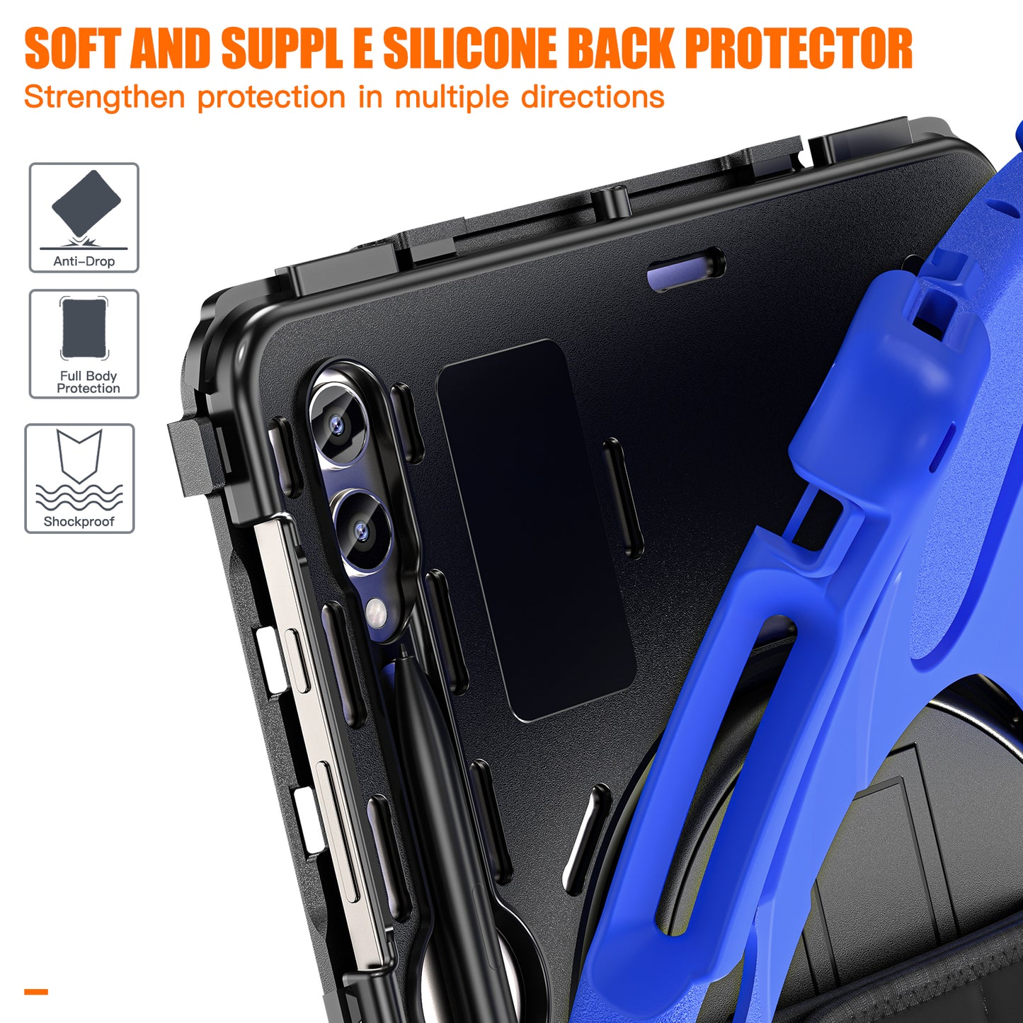 For Samsung Galaxy Tab S9 FE+ / S9+ / S8+ / S7 Wrist Strap Tablet Case Anti-scratch PC+Silicone Kickstand Cover