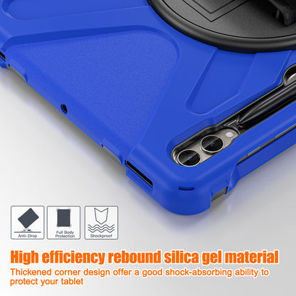 For Samsung Galaxy Tab S9 FE+ / S9+ / S8+ / S7 Wrist Strap Tablet Case Anti-scratch PC+Silicone Kickstand Cover
