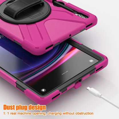 For Samsung Galaxy Tab S9 FE+ / S9+ / S8+ / S7 Wrist Strap Tablet Case Anti-scratch PC+Silicone Kickstand Cover