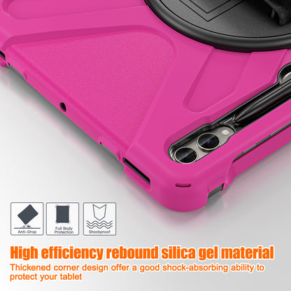For Samsung Galaxy Tab S9 FE+ / S9+ / S8+ / S7 Wrist Strap Tablet Case Anti-scratch PC+Silicone Kickstand Cover