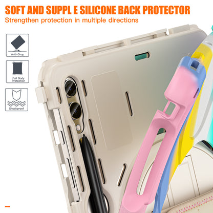 For Samsung Galaxy Tab S9 FE+ / S9+ / S8+ / S7 Wrist Strap Tablet Case Anti-scratch PC+Silicone Kickstand Cover