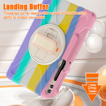 For Samsung Galaxy Tab S9 FE+ / S9+ / S8+ / S7 Wrist Strap Tablet Case Anti-scratch PC+Silicone Kickstand Cover