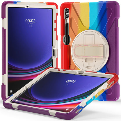 For Samsung Galaxy Tab S9 FE+ / S9+ / S8+ / S7 Wrist Strap Tablet Case Anti-scratch PC+Silicone Kickstand Cover