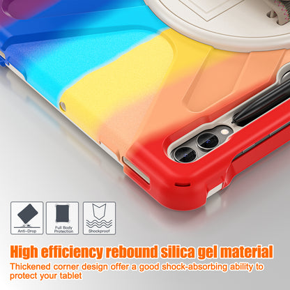 For Samsung Galaxy Tab S9 FE+ / S9+ / S8+ / S7 Wrist Strap Tablet Case Anti-scratch PC+Silicone Kickstand Cover