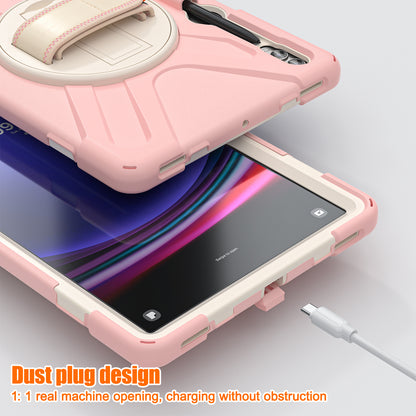 For Samsung Galaxy Tab S9 FE+ / S9+ / S8+ / S7 Wrist Strap Tablet Case Anti-scratch PC+Silicone Kickstand Cover