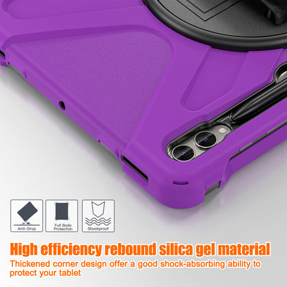 For Samsung Galaxy Tab S9 FE+ / S9+ / S8+ / S7 Wrist Strap Tablet Case Anti-scratch PC+Silicone Kickstand Cover