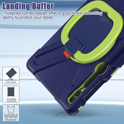 For Samsung Galaxy Tab S9 FE+ / S9+ / S8+ / S7+ PC+Silicone Protective Case Rotating Kickstand Rugged Tablet Cover with Handle Design