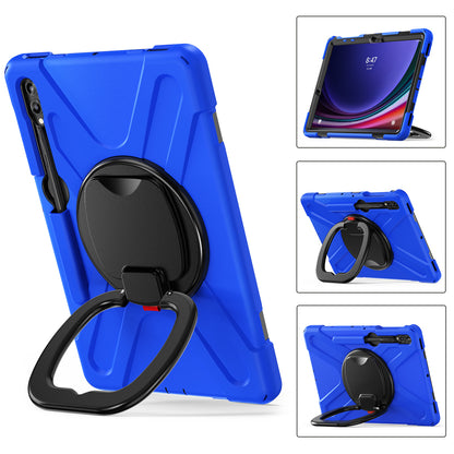 For Samsung Galaxy Tab S9 FE+ / S9+ / S8+ / S7+ PC+Silicone Protective Case Rotating Kickstand Rugged Tablet Cover with Handle Design