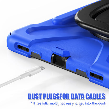 For Samsung Galaxy Tab S9 FE+ / S9+ / S8+ / S7+ PC+Silicone Protective Case Rotating Kickstand Rugged Tablet Cover with Handle Design