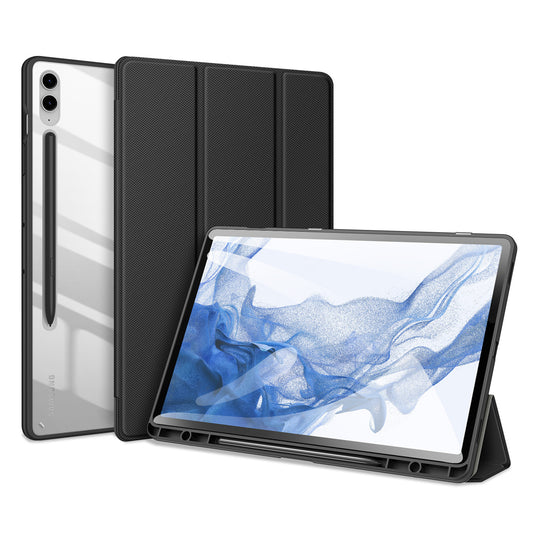 DUX DUCIS TOBY Series For Samsung Galaxy Tab S9 FE+ Tablet Leather Case Tri-fold Stand Cover with Pen Slot