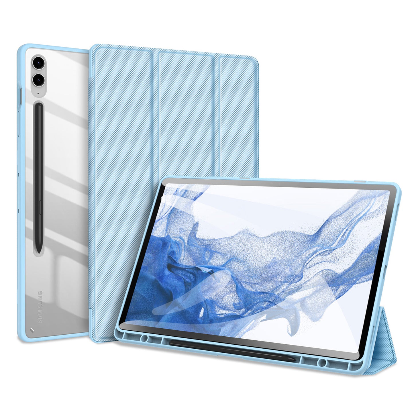 DUX DUCIS TOBY Series For Samsung Galaxy Tab S9 FE+ Tablet Leather Case Tri-fold Stand Cover with Pen Slot