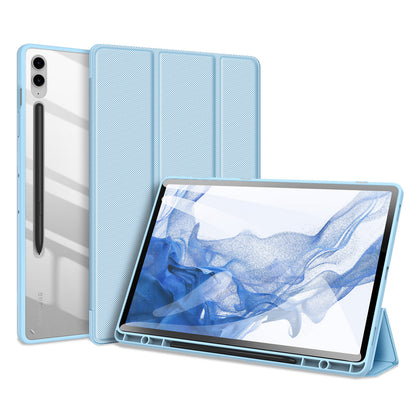 DUX DUCIS TOBY Series For Samsung Galaxy Tab S9 FE+ Tablet Leather Case Tri-fold Stand Cover with Pen Slot