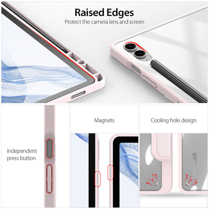DUX DUCIS TOBY Series For Samsung Galaxy Tab S9 FE+ Tablet Leather Case Tri-fold Stand Cover with Pen Slot