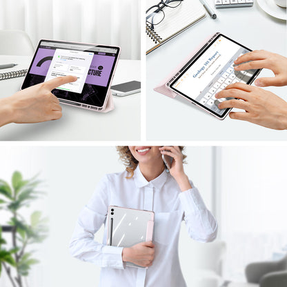 DUX DUCIS TOBY Series For Samsung Galaxy Tab S9 FE+ Tablet Leather Case Tri-fold Stand Cover with Pen Slot