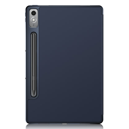 For Lenovo Tab P12 TB371FC Trifold Stand Solid Color Smart Case PU Leather+TPU Tablet Cover
