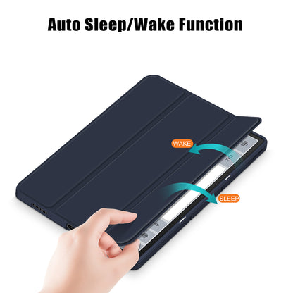 For Lenovo Tab P12 TB371FC Trifold Stand Solid Color Smart Case PU Leather+TPU Tablet Cover