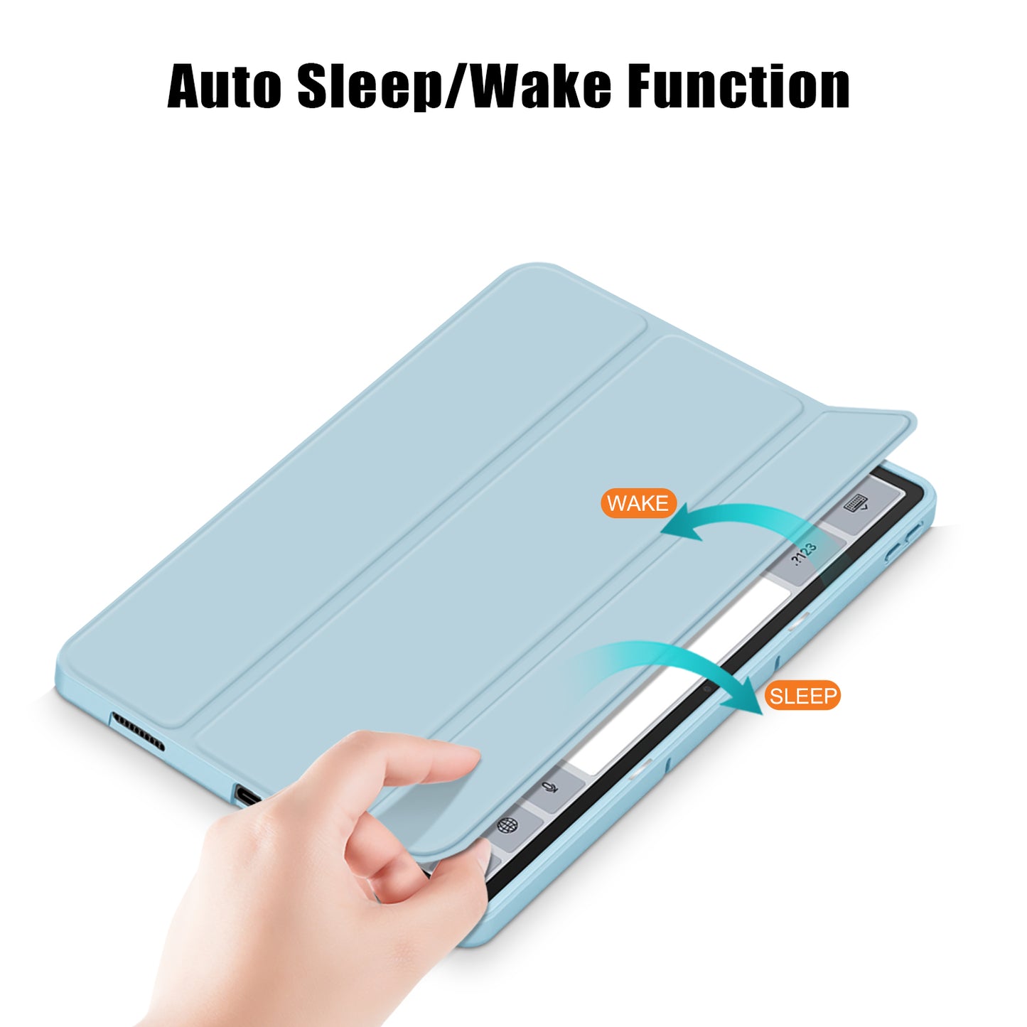 For Lenovo Tab P12 TB371FC Trifold Stand Solid Color Smart Case PU Leather+TPU Tablet Cover