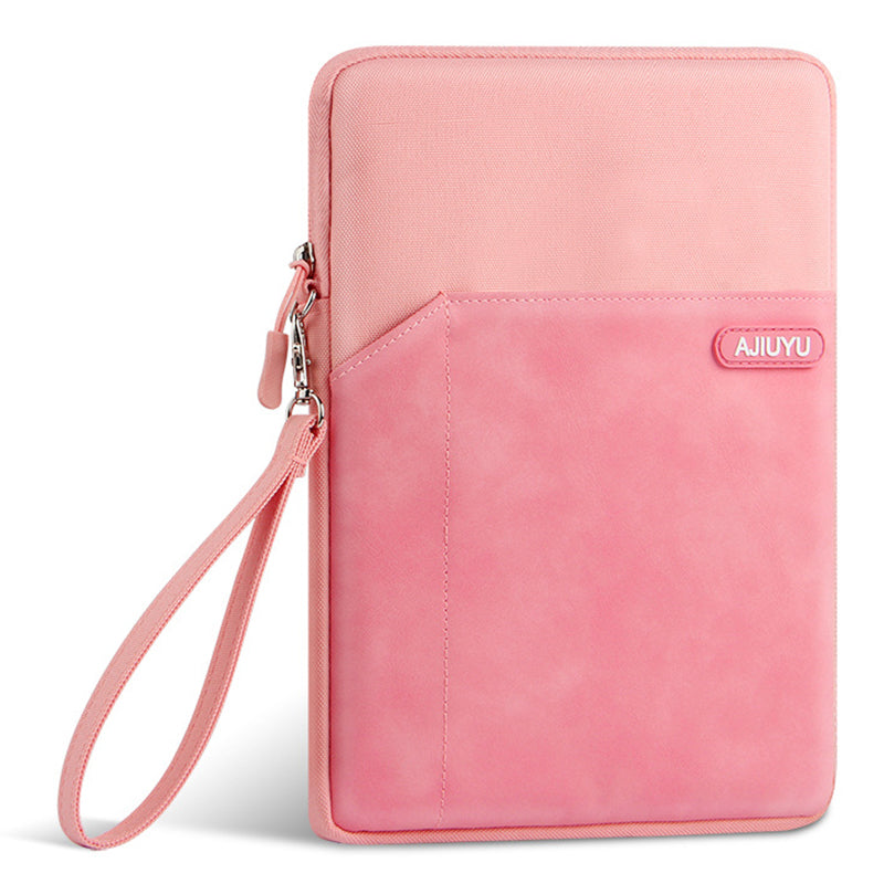 AJIUYU Laptop Protective Sleeve PU Leather + Cloth Tablet Carrying Bag with Hand Strap