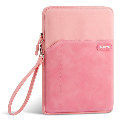 AJIUYU Laptop Protective Sleeve PU Leather + Cloth Tablet Carrying Bag with Hand Strap
