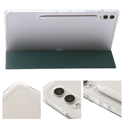 For Samsung Galaxy Tab S9+ Tri-fold Stand Smart Cover PU Leather+Acrylic+TPU Transparent Tablet Case