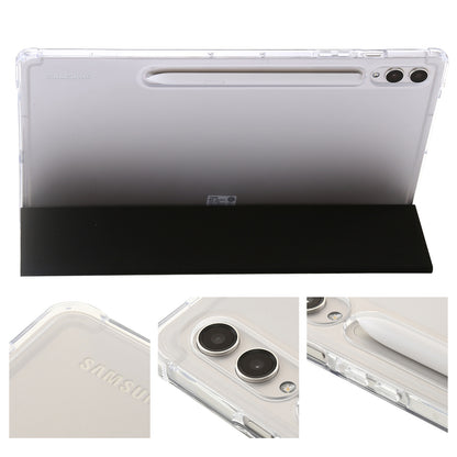 For Samsung Galaxy Tab S9+ Tri-fold Stand Smart Cover PU Leather+Acrylic+TPU Transparent Tablet Case