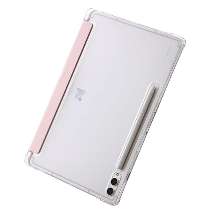 For Samsung Galaxy Tab S9+ Origami Tri-fold Stand Cover PU Leather+Acrylic+TPU Auto Wake / Sleep Tablet Case