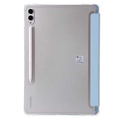 For Samsung Galaxy Tab S9+ Origami Tri-fold Stand Cover PU Leather+Acrylic+TPU Auto Wake / Sleep Tablet Case