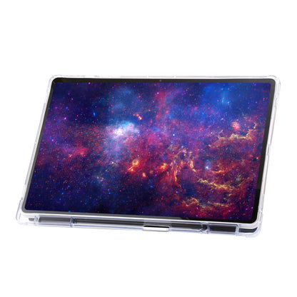 For Samsung Galaxy Tab S9+ Origami Tri-fold Stand Cover PU Leather+Acrylic+TPU Auto Wake / Sleep Tablet Case